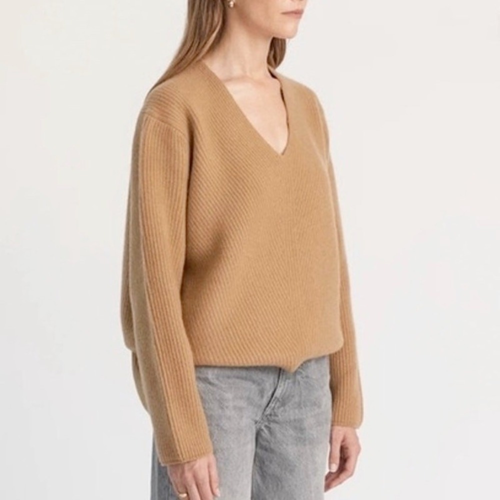 Almina Concept 100% Wool Ribbed Oversized Sweater M Camel Quiet Luxury Old Money